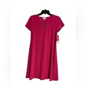 Ivy Road Women's Pink Polyester Round Neck Short Sleeve
Knee Length Dress Size S